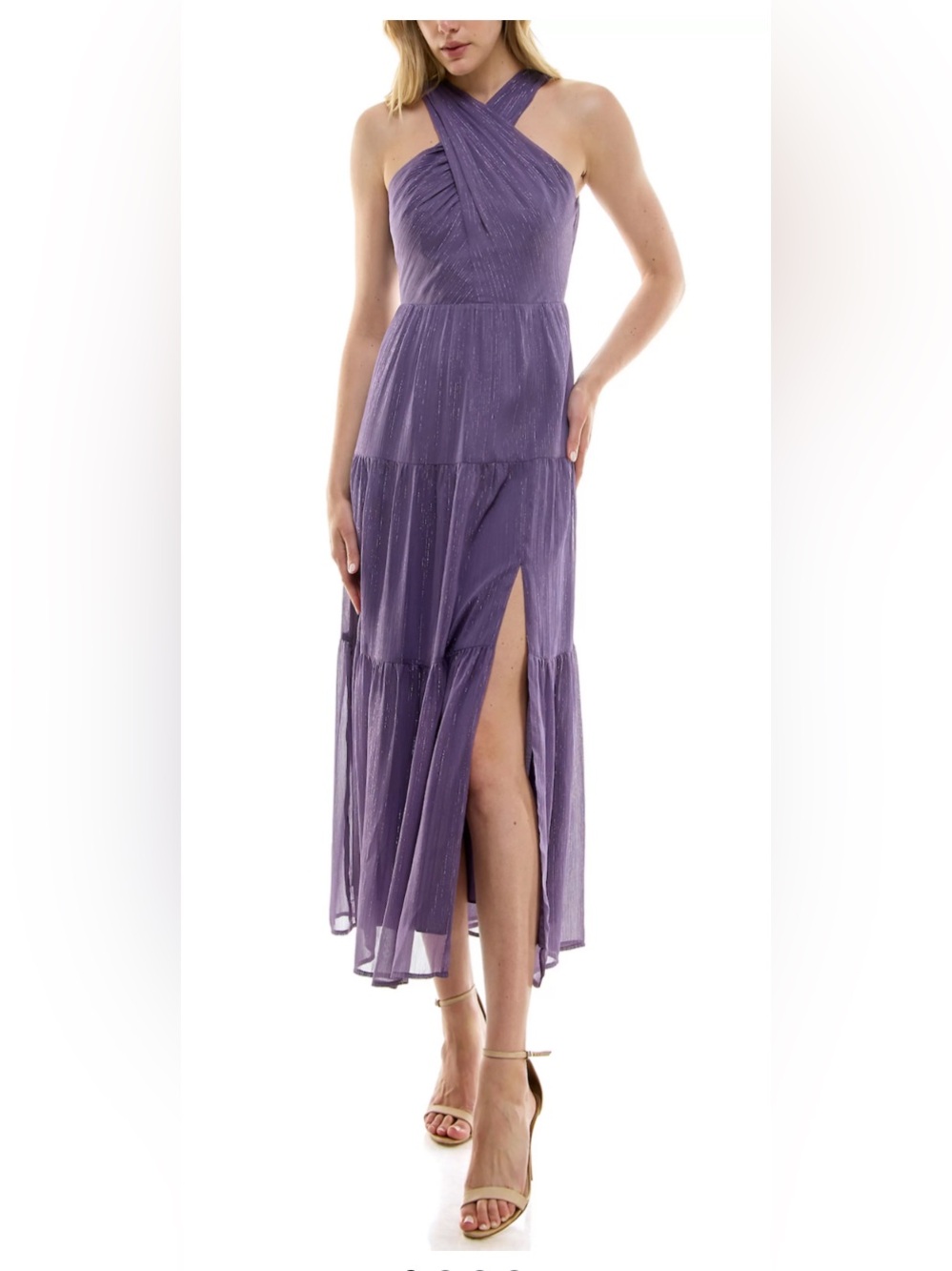 Lavender Crisscross Halter Maxi Skirt with Side Slit